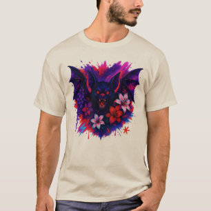 Vampier Bat Neon Halloween Art T-shirt