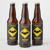 Vampier Bat Waarschuwing Halloween Bier Etiket (Flessen)