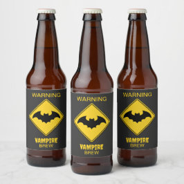Vampier Bat Waarschuwing Halloween Bier Etiket