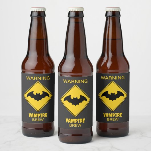 Vampier Bat Waarschuwing Halloween Bier Etiket (Flessen)