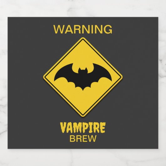 Vampier Bat Waarschuwing Halloween Bier Etiket (Enkel label)