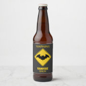 Vampier Bat Waarschuwing Halloween Bier Etiket (Voorkant)
