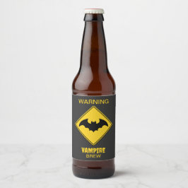 Vampier Bat Waarschuwing Halloween Bier Etiket