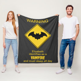 Vampier Bat Waarschuwing Halloween Fleece Deken