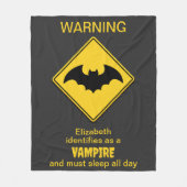 Vampier Bat Waarschuwing Halloween Fleece Deken (Voorkant)