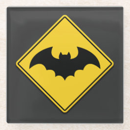 Vampier Bat Waarschuwing Halloween Glazen Onderzetter