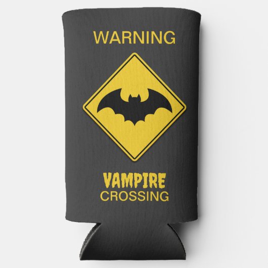 Vampier Bat Waarschuwing Halloween Seltzer Blikjeskoeler (Voorkant)