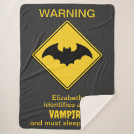 Vampier Bat Waarschuwing Halloween Sherpa Deken