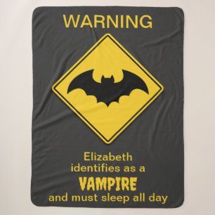 Vampier Bat Waarschuwing Halloween Sherpa Deken
