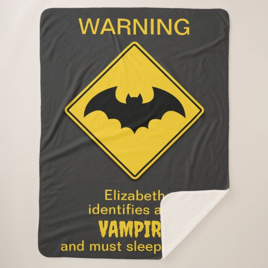 Vampier Bat Waarschuwing Halloween Sherpa Deken (Voorkant)