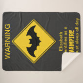 Vampier Bat Waarschuwing Halloween Sherpa Deken (Voorkant (horizontaal))