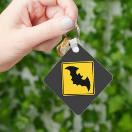 Vampier Bat Waarschuwing Halloween Sleutelhanger