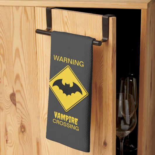 Vampier Bat Waarschuwing Halloween Theedoek (Derde Gevouwen)