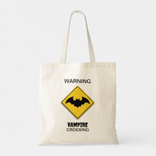 Vampier Bat Waarschuwing Halloween Tote Bag (Achterkant)