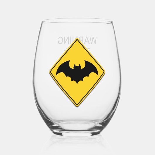 Vampier Bat Waarschuwing Halloween Wijnglas Zonder Voet (Voorkant)