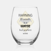 Vampier Bat Waarschuwing Halloween Wijnglas Zonder Voet (Achterkant)