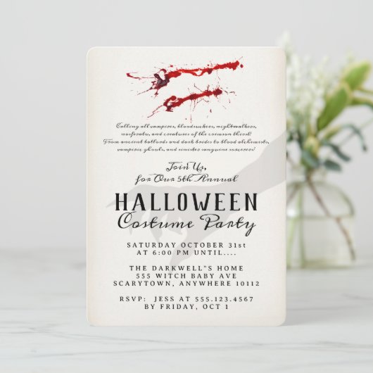 Vampier Bloed Halloween Party Kaart (Staand voorkant)