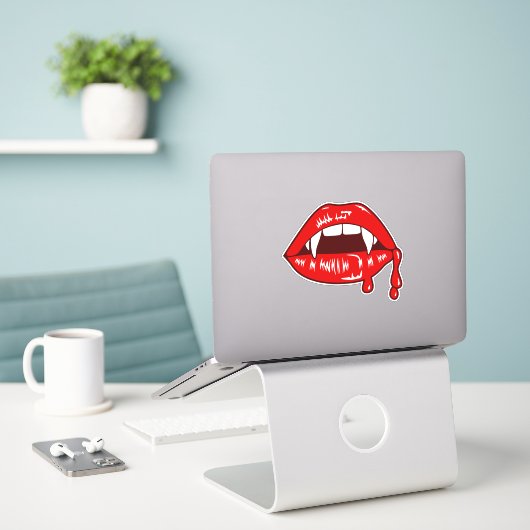 Vampier Bloed Lippen Rode Monster Fangs Sticker (Laptop op bureau)