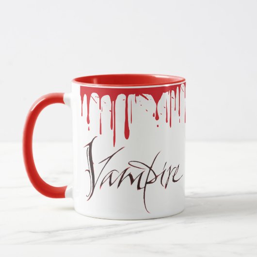 Vampier Bloed Ochtend Koffie Halloween Lettering Mok (Links)