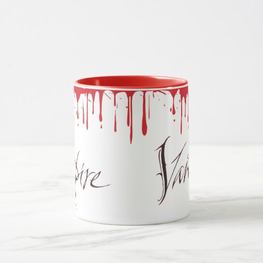 Vampier Bloed Ochtend Koffie Halloween Lettering Mok (Midden)