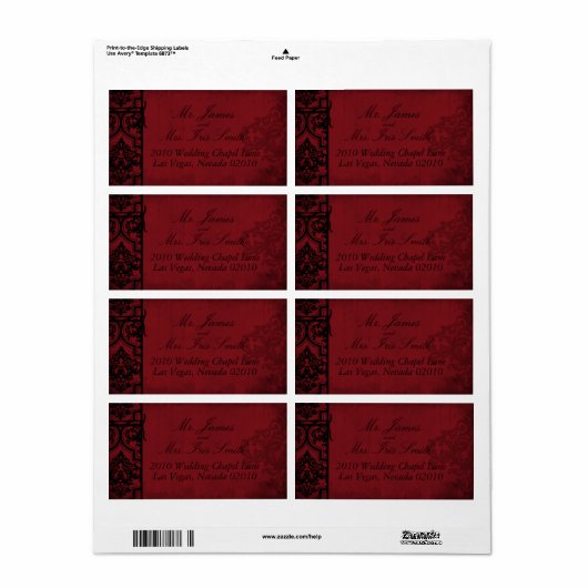 Vampier Bride Verzendlabel B (Full Sheet)