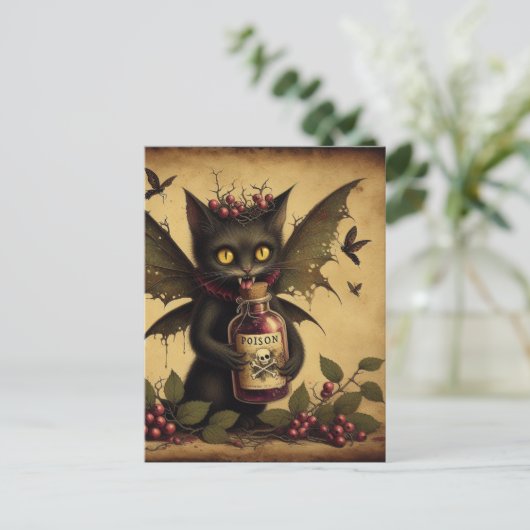 Vampier Cat Fairy Poison Bottle  Briefkaart (Staand voorkant)