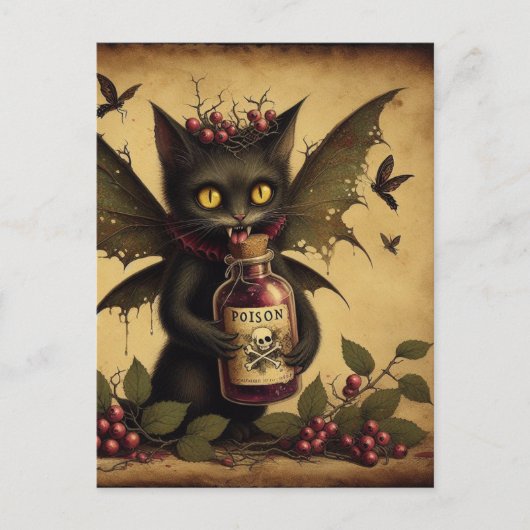 Vampier Cat Fairy Poison Bottle  Briefkaart (Voorkant)