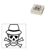 Vampier crossbones schedel illustratie kunststempe rubberstempel (Gestempeld)