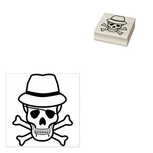 Vampier crossbones schedel illustratie kunststempe rubberstempel (Gestempeld)