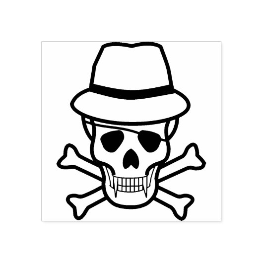 Vampier crossbones schedel illustratie kunststempe rubberstempel (Afrduk)