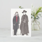 Vampier & Dominee Papieren Poppen Kaart (Staand voorkant)