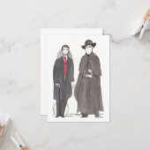 Vampier & Dominee Papieren Poppen Kaart (Voorkant / Achterkant in situ)