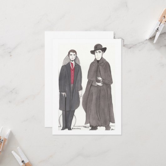 Vampier & Dominee Papieren Poppen Kaart (Voorkant / Achterkant in situ)