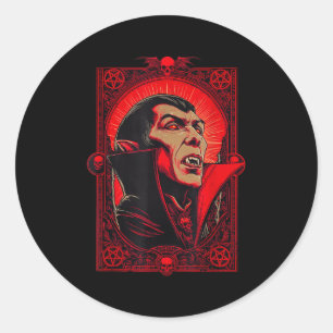 Vampier Dracula Gotische Horror Kunst -halloween V Ronde Sticker