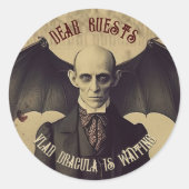 Vampier  Dracula Halloween Ronde Sticker (Voorkant)