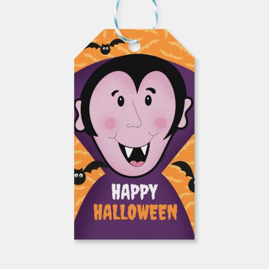 Vampier Dracula vleermuizen Kinder Schattigee Happ Cadeaulabel (Achterkant)