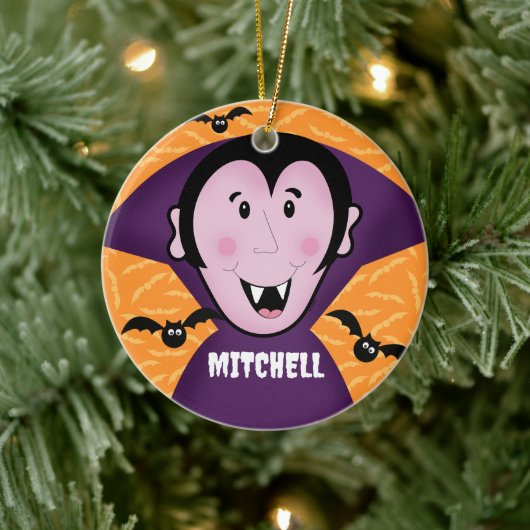 Vampier Dracula vleermuizen Kinder Schattigee Happ Keramisch Ornament (Boom)