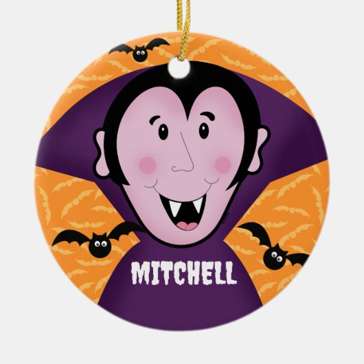 Vampier Dracula vleermuizen Kinder Schattigee Happ Keramisch Ornament (Voorkant)