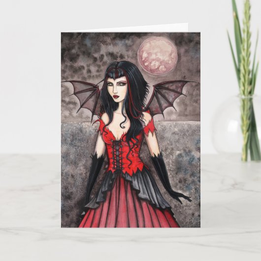Vampier Elf Gothic Halloween Kaart (Voorkant)