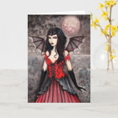 Vampier Elf Gothic Halloween Kaart (Gele Bloem)