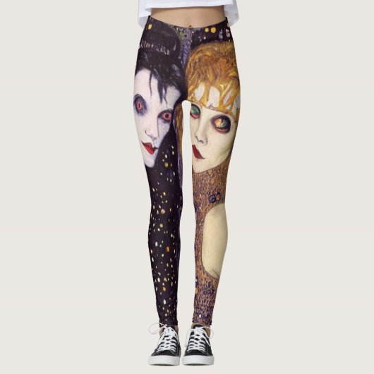 Vampier en heks in Halloween Leggings (Voorkant)