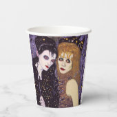 Vampier en heks in Halloween Papieren Bekers (Achterkant)