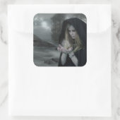 Vampier en hekserij vierkante sticker (Tas)