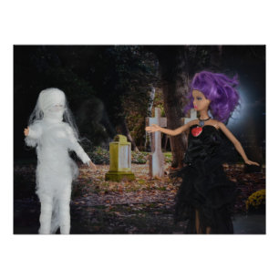 Vampier en mummie op jacht. Halloween Perfect Poster