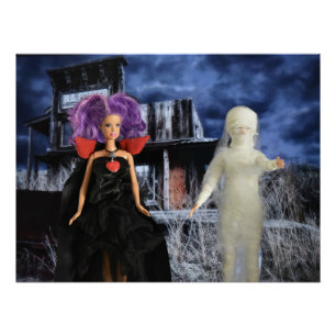 Vampier en mummie op jacht. Halloween Perfect Poster