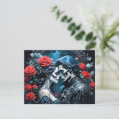 Vampier en schedel liefde voor altijd briefkaart (Staand voorkant)