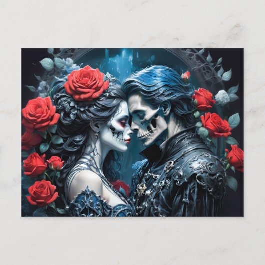 Vampier en schedel liefde voor altijd briefkaart (Voorkant)