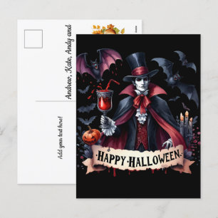 Vampier en vleermuizen - Happy Halloween Feestdagenkaart
