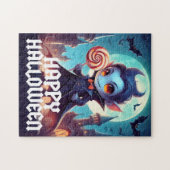 Vampier eten Snoep Happy Halloween Legpuzzel (Horizontaal)