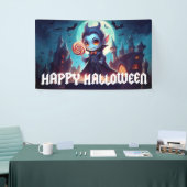 Vampier eten Snoep Happy Halloween Spandoek (Beurs)